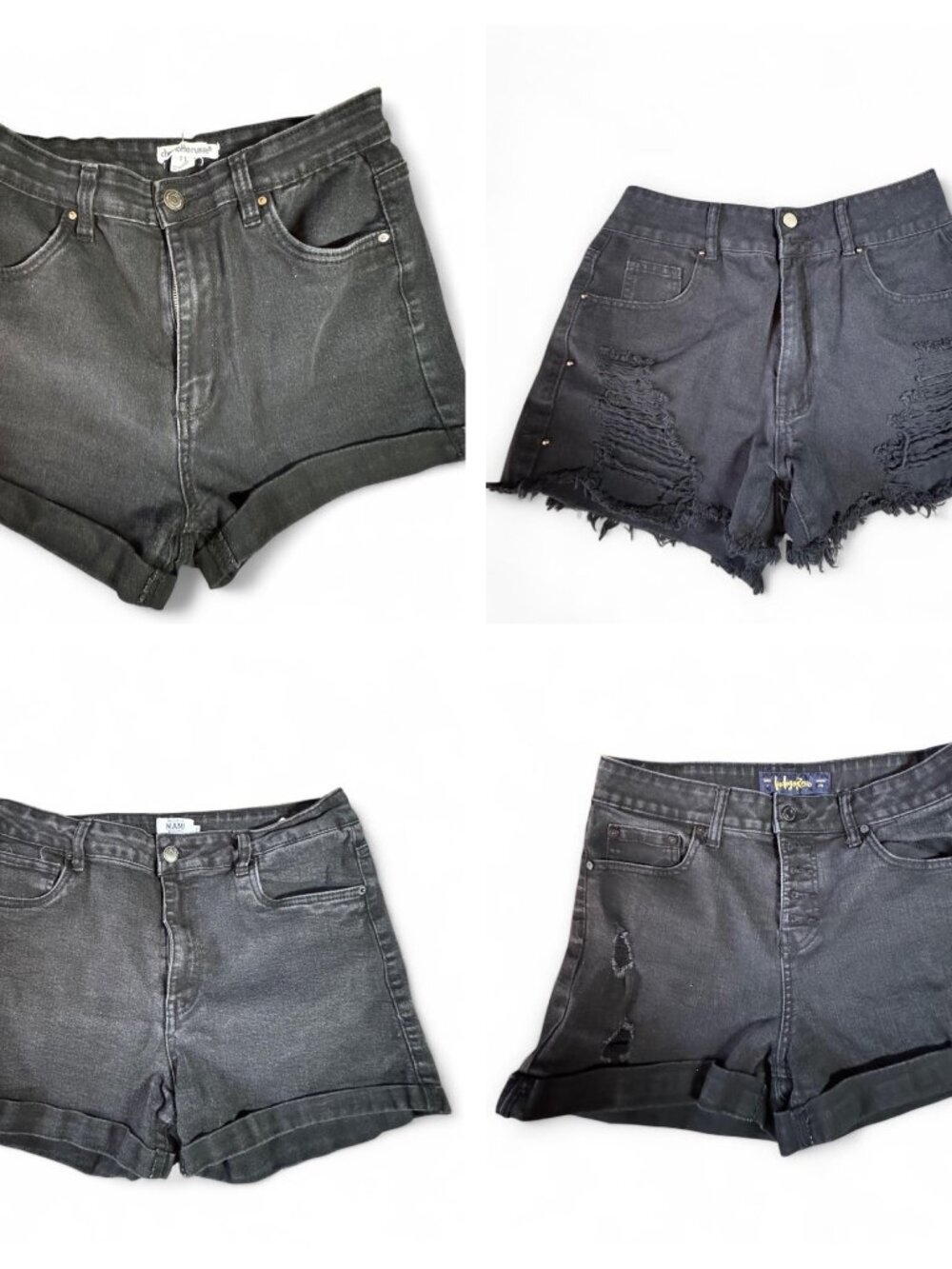 Lot of 4 Pairs of Black Jean Shorts